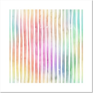 Bright Pastel Watercolor Stripes and Lines Posters and Art